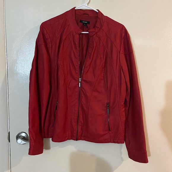 Alfani Jackets & Coats Red Fake Leather Jacket Poshmark